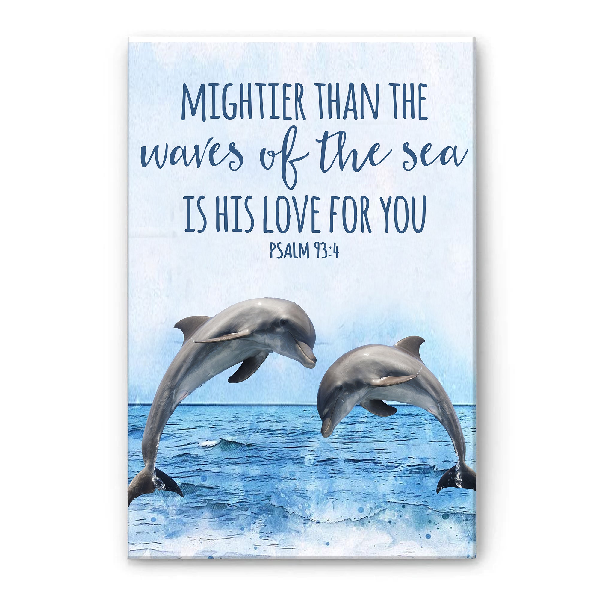 Dolphin Poster & Canvas, Mightier Than The Waves – Bible Verse Wall Art, Home Decor For Dolphin Lover