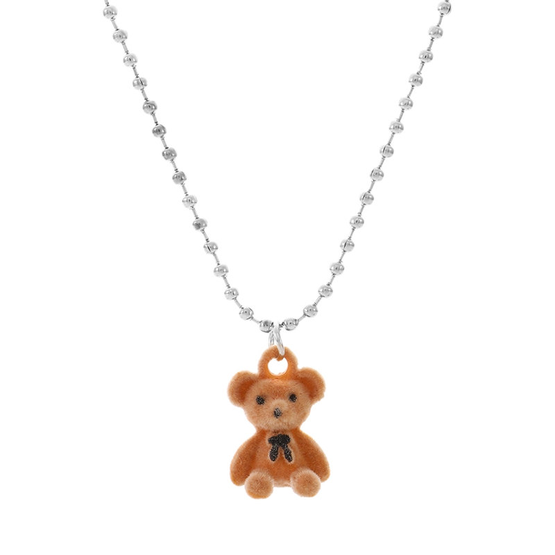 Creative Cute Plush Bear Pendant Necklace for Girls Women Korean Fashion Bear Long Sweater Neck Chain Necklaces Collar Jewelry alx