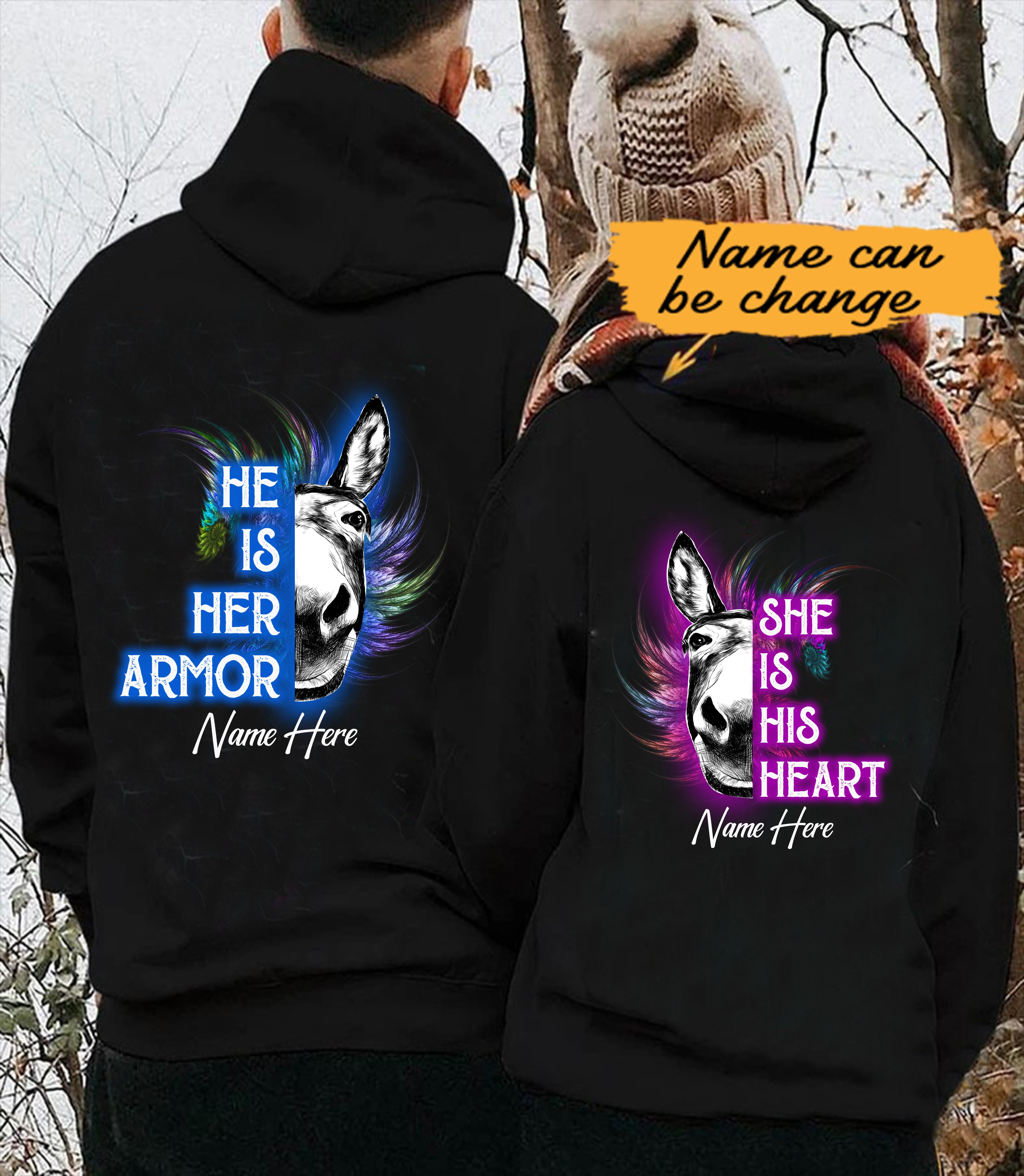 Personalized Donkey King And Queen Custom Name Love Gift For Donkey Lover  Couple – Standard Hoodie