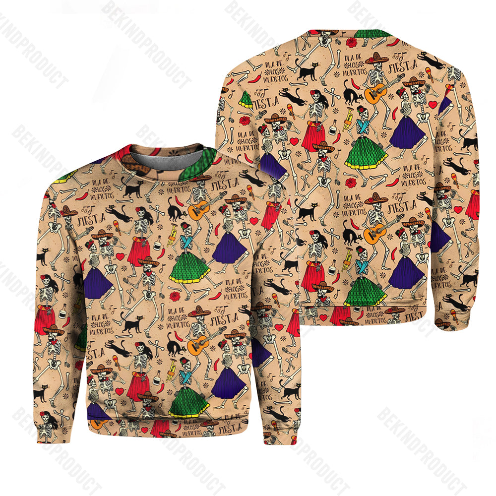 Skeletons Dance Halloween Crewneck Sweatshirt All Over Print Sweatshirt For Men & Women