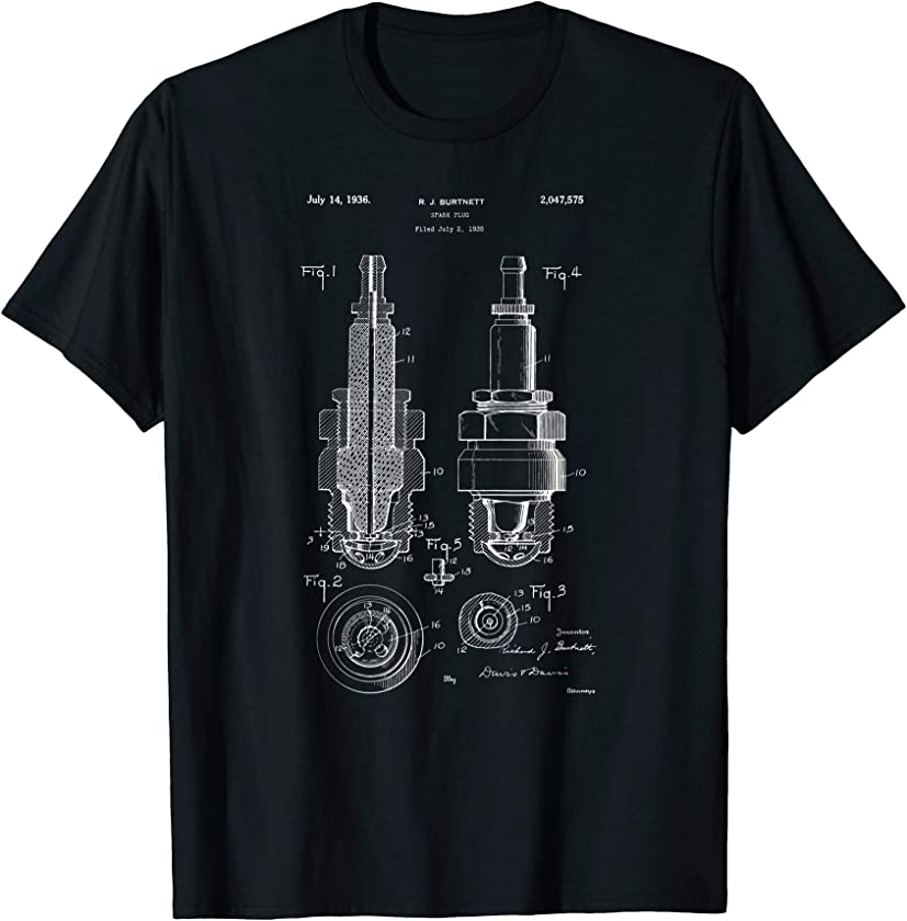 Vintage Patent Print 1900 Engine Spark Plug T-Shirt