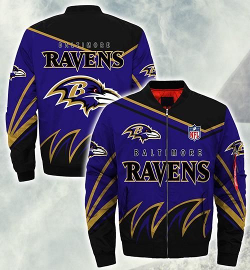 Baltimore Ravens Blue Black 3d Printed Unisex Bomber Jacket