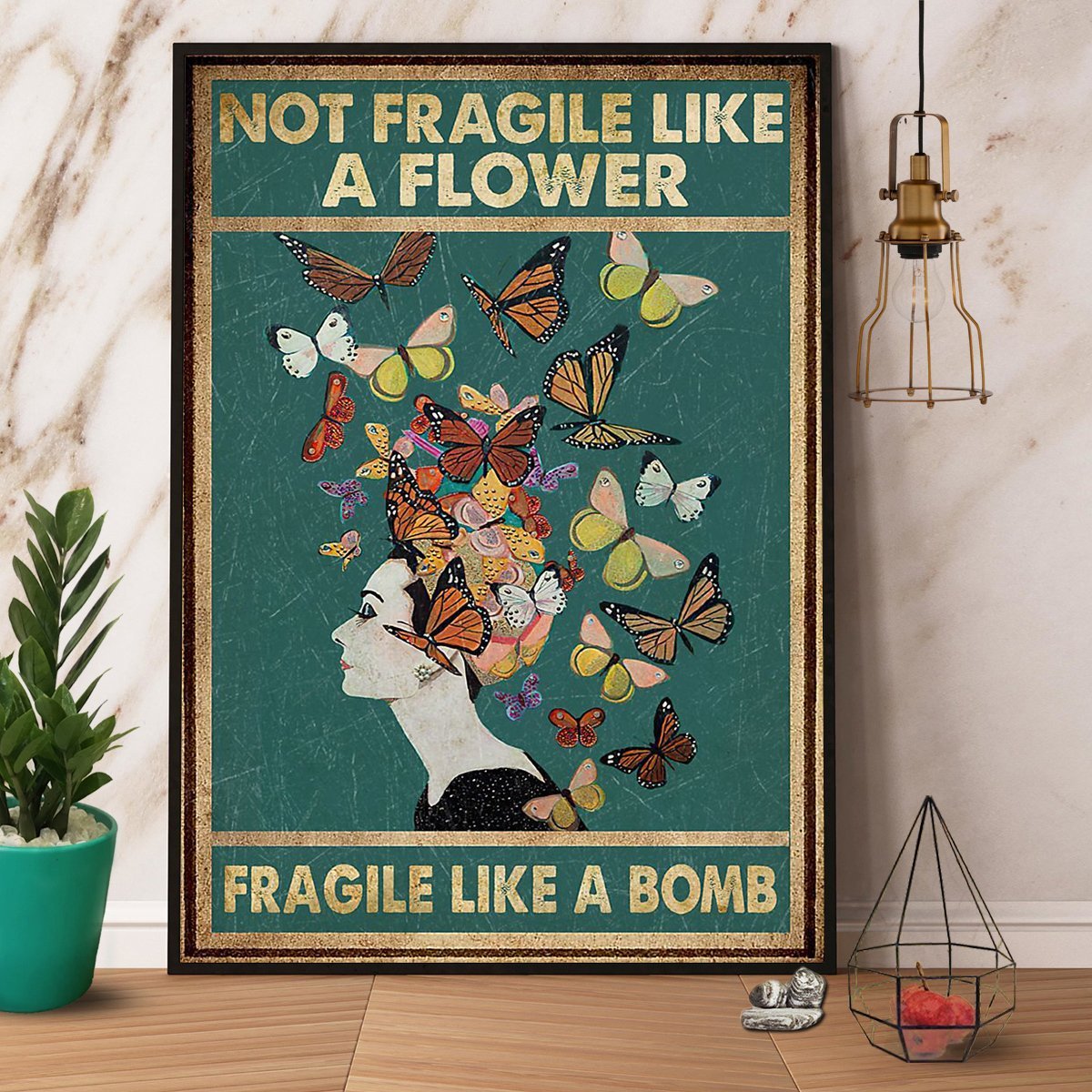 Butterfly Girl Fragile Like A Bomb Vintage Great Gift  Poster No Frame