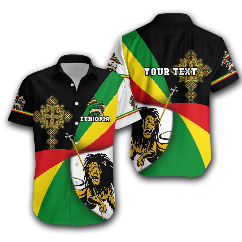 (Custom Personalised) Ethiopia Hawaiian Shirt Stylized Flags Ver.2 Lt16