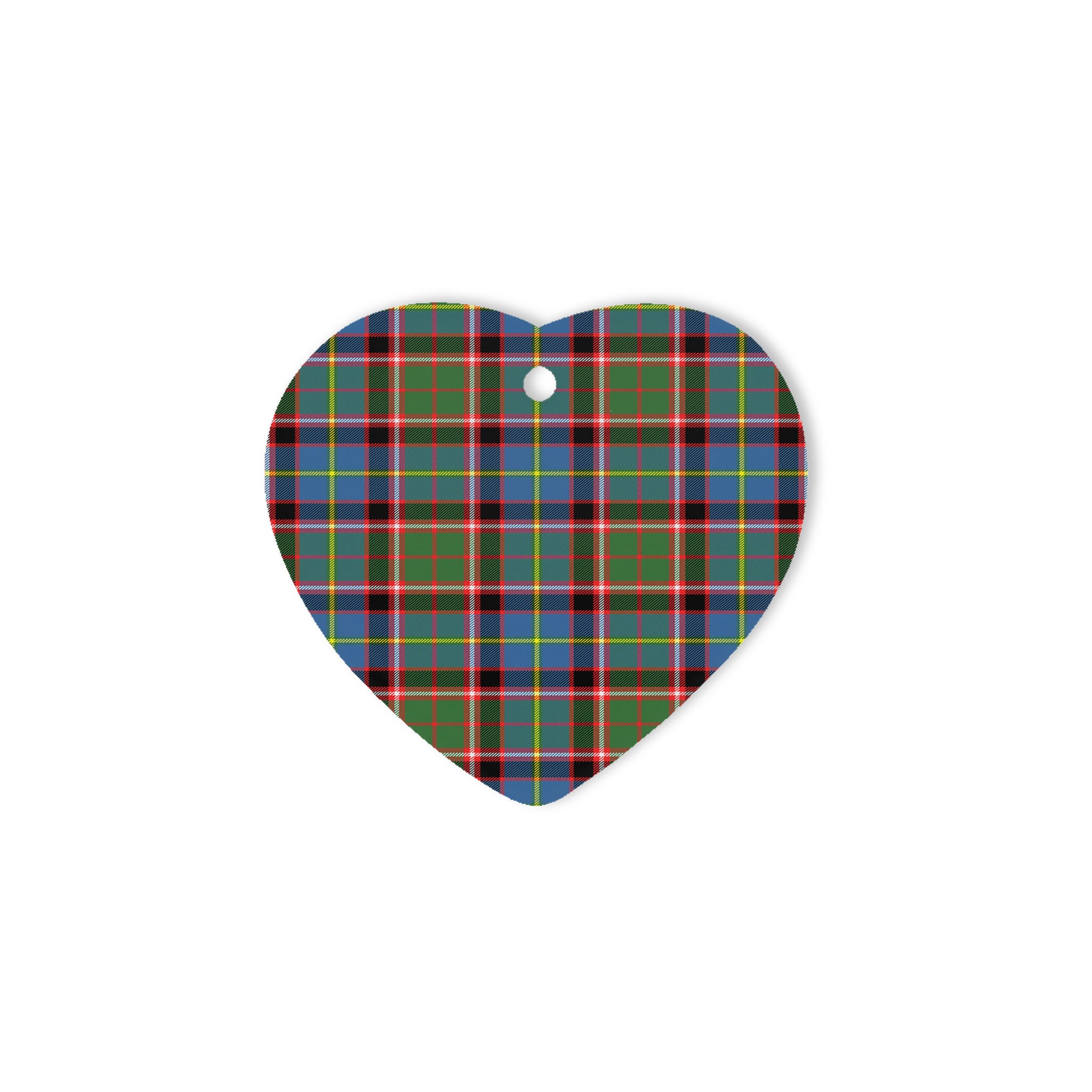 Stirling Tartan Heart Ornaments, Christmas Tree Ornament, Plaid Christmas Ornaments, Ceramic Heart Christmas Tree Decoration