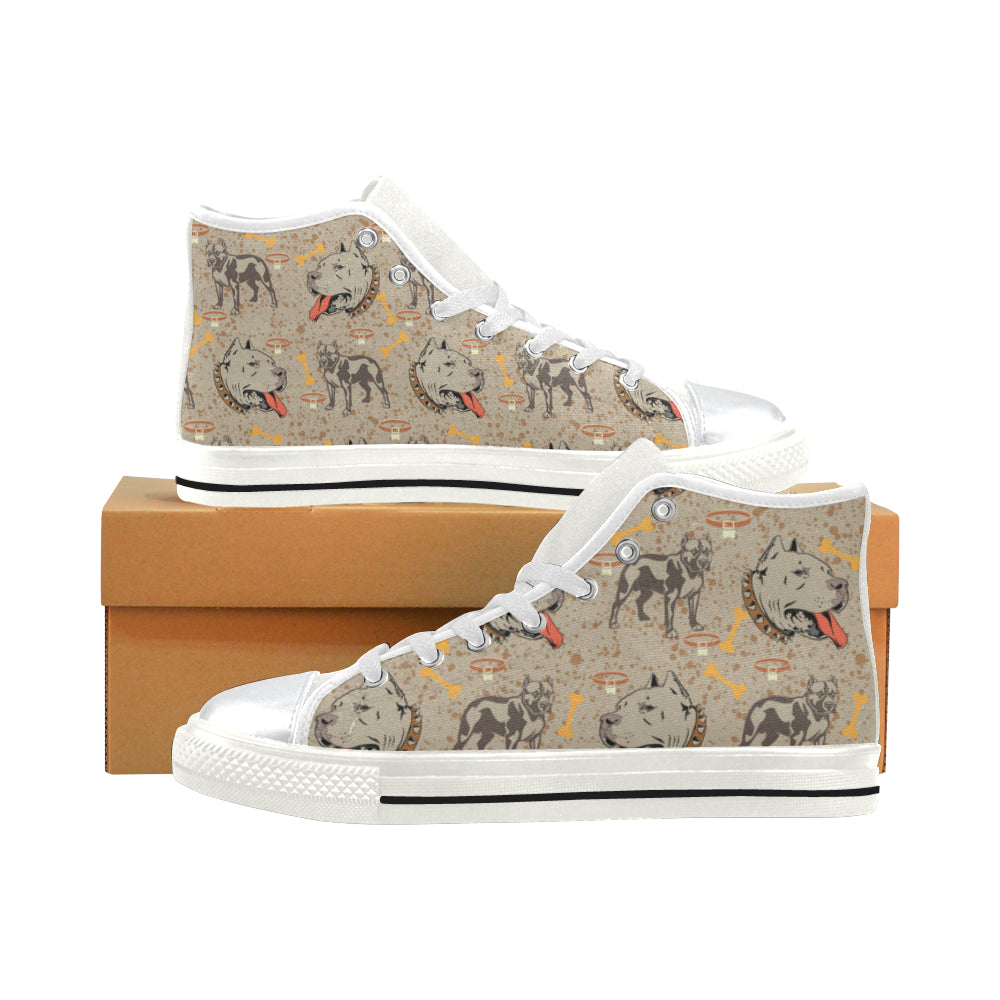 Pitbull Pattern White High Top Canvas Women’s Shoes/Large Size