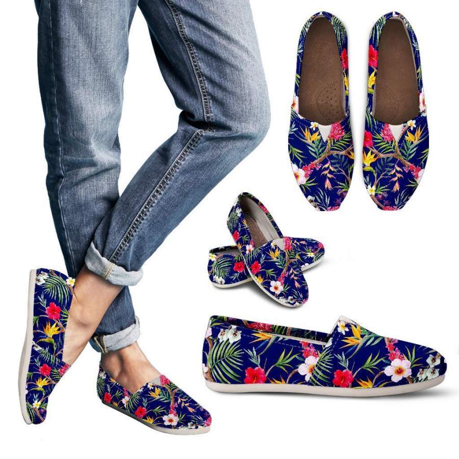 Watercolor Tropical Flower Pattern Print Women’s Casual Shoes