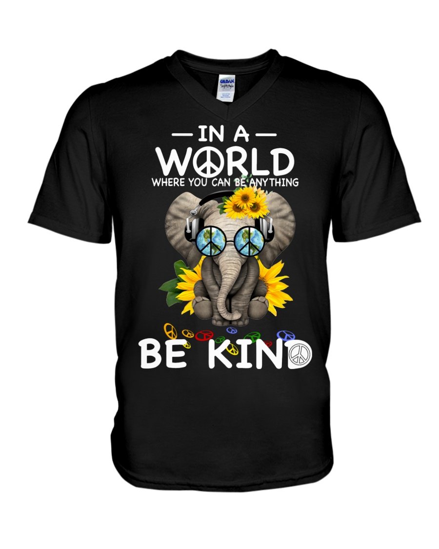 Be Kind In A World Where You Can Be Anything Elephant Guys V-Neck