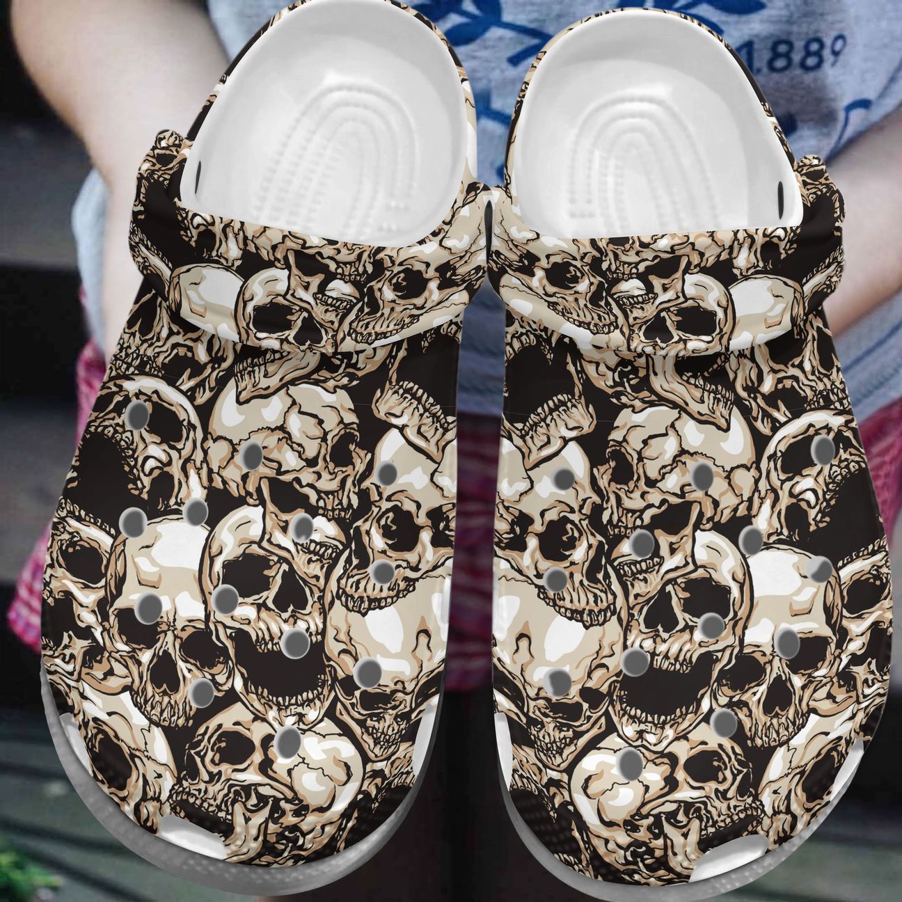 Skull Personalized Clog, Custom Name, Text, Color, Number Fashion Style For Women, Men, Kid, Print 3D Scary Skulls