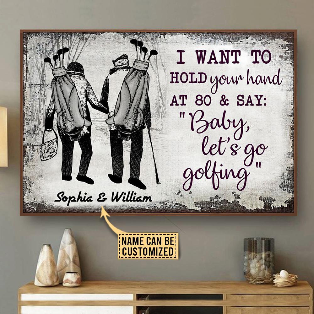 Aeticon Gifts Personalized Golf Sketch Hold Your Hand Canvas Mom Dad Gift Home Decor