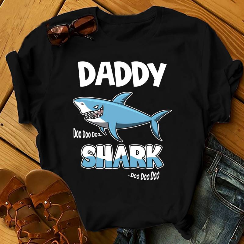 Crushtee Daddy Shark Doo Doo Family Shirts Men, Woman Birthday T Shirts, Summer Tops, Beach T Shirts Long Sleeve Hoodie