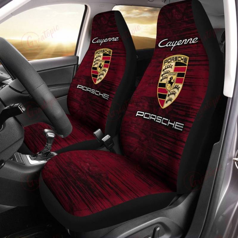 Porsche Cayenne NCT Car Seat Cover (Set of 2) Ver 1 (Dark Red)