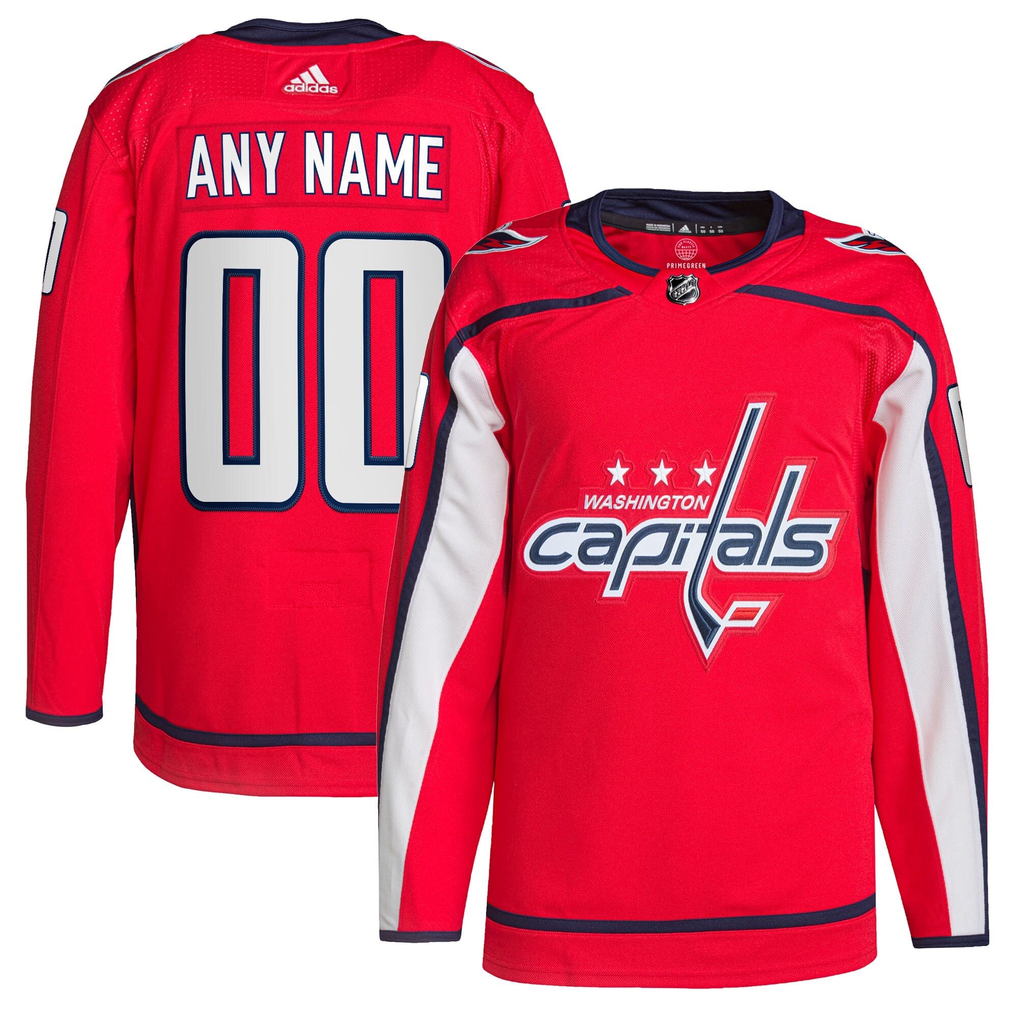 Washington Capitals Home Primegreen Authentic Custom Jersey – Red