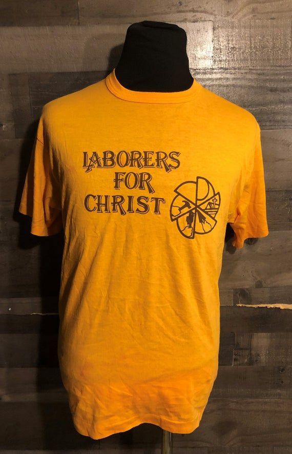 Vintage Laborers For Christ 1990S Yellow Shirt Vintage 1990S Tshirts Vintage 90S Clothing Shirt