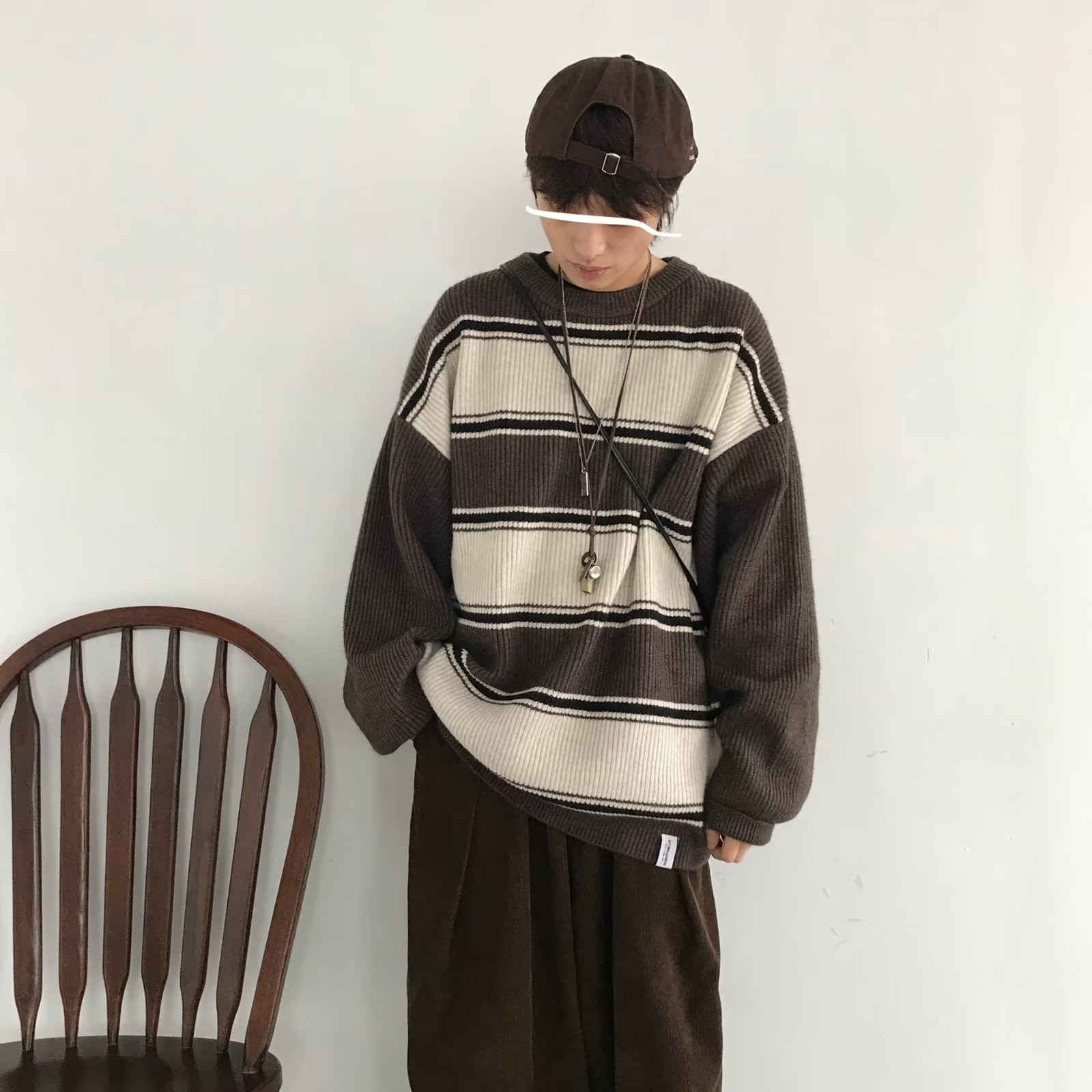 2022 Autumn Winter Long Sleeve Striped Pullover Women Harajuku Men Casual Oversize Knitted Sweaters Kawaii Japan Style Couple alx