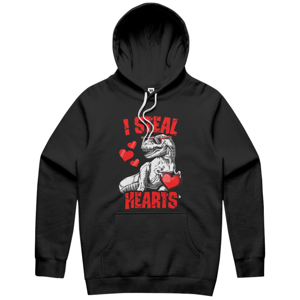 Boys Valentines Day Kids Dinosaur T Rex Lover I Steal Hearts Hoodie