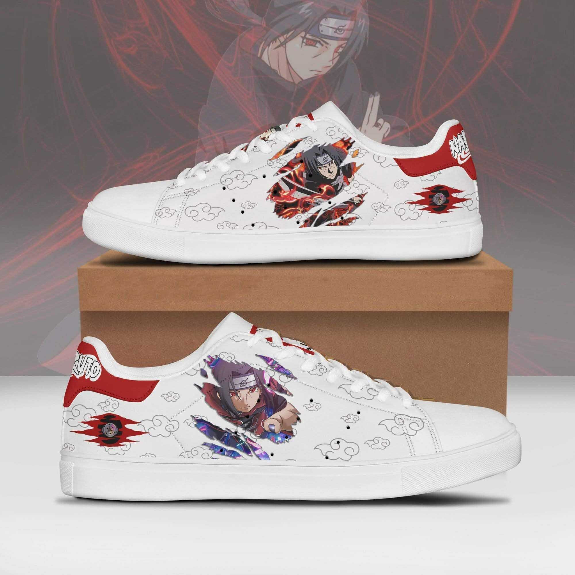 Akatsuki Naruto Anime Christmas Gift For Fan Low Top Leather Skate Shoes Sneakers For Man And Women