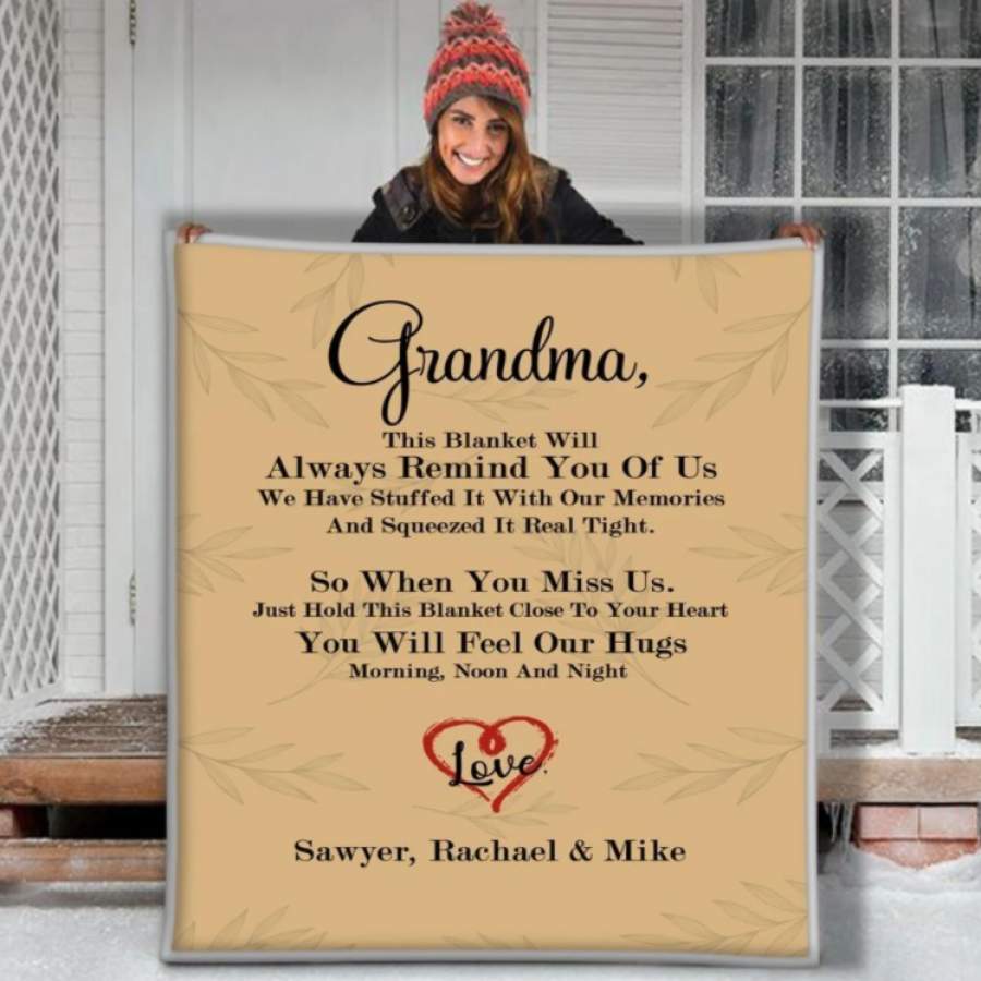 TO MY GRANDMA THIS BLANKET WILL ALWAYS REMIND YOU OF US LOVE SAWYER RACHAEL & MIKE 3D CUSTOM FLEECE PHOTO BLANKET FAN GIFT