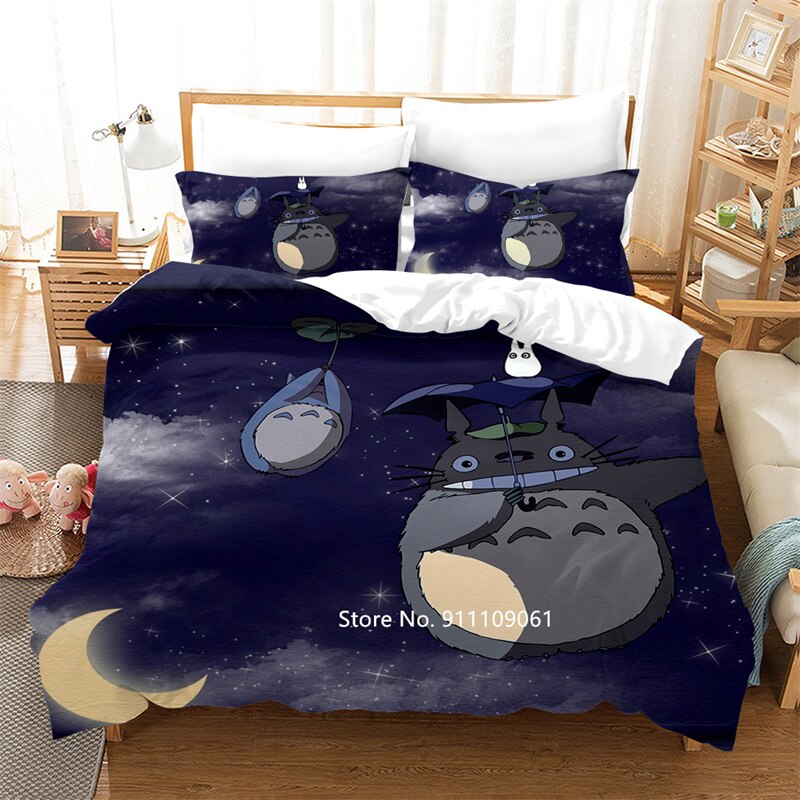 2-3 Children Cute Cartoon Totoro Cover Pillowcase Comfortable Down Bedding Children Big Bed Cover Knitwear Duvet Covers Shirttrend