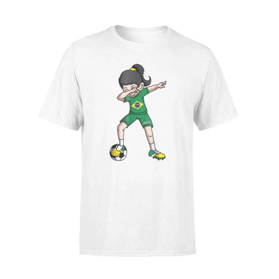 Dabbing Soccer Girl Fan Brazil Football T-Shirt