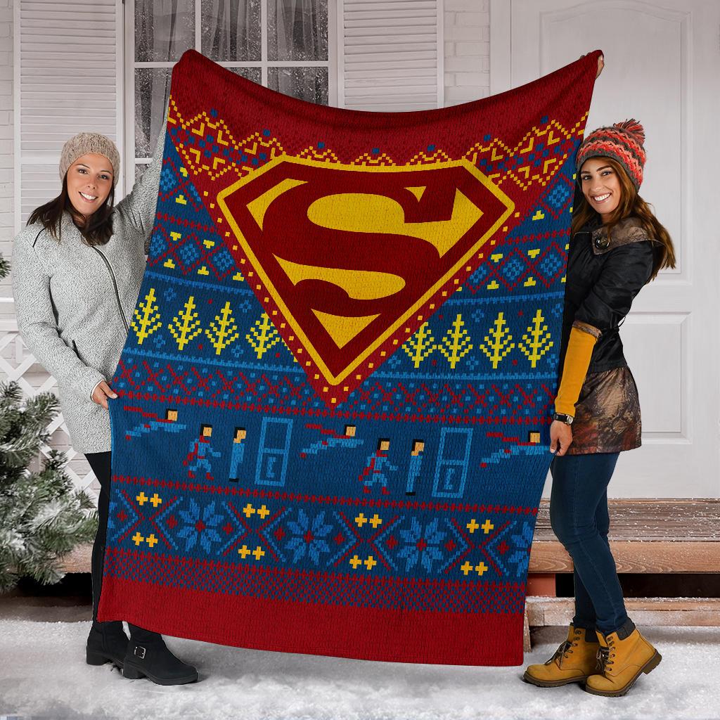 Superman Art Ugly Christmas Custom Blanket Home Decor