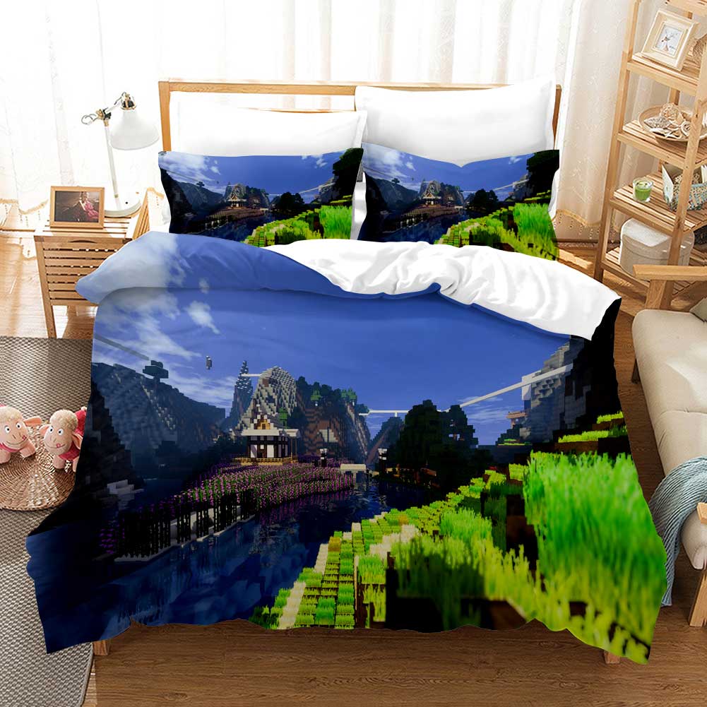 3D Digital Printed Minecraft Duvet Cover Bedding Set