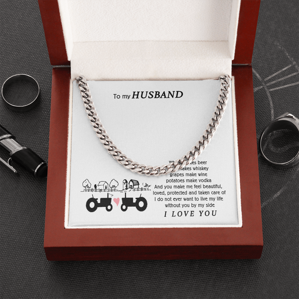 To My Husband You Make Me Feel Loved Cuban Link Chain Necklace