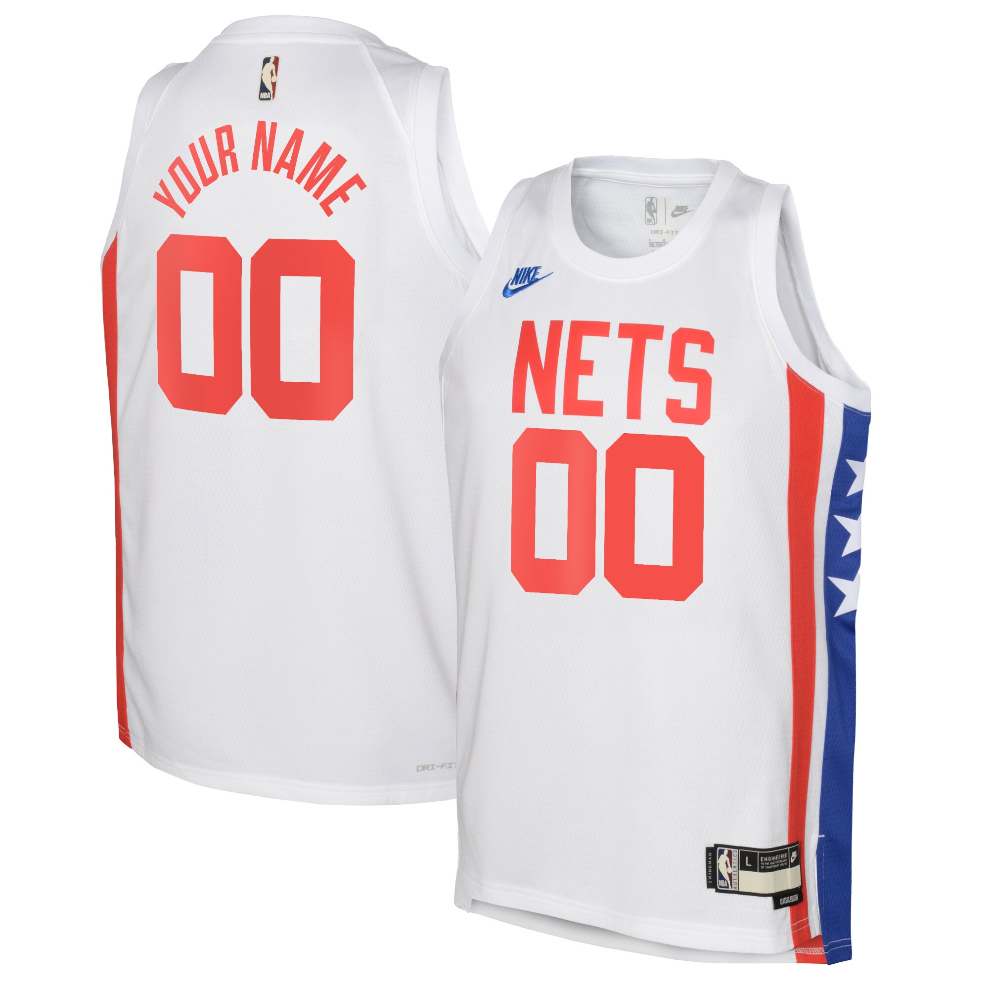 Brooklyn Nets Classic Edition Swingman Jersey – Custom – White/Rush Blue – Youth