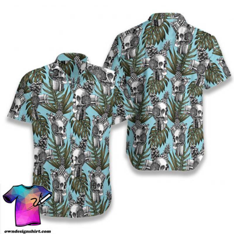 Tropical skull gift pine apple cone hawaiian shirt – Maria