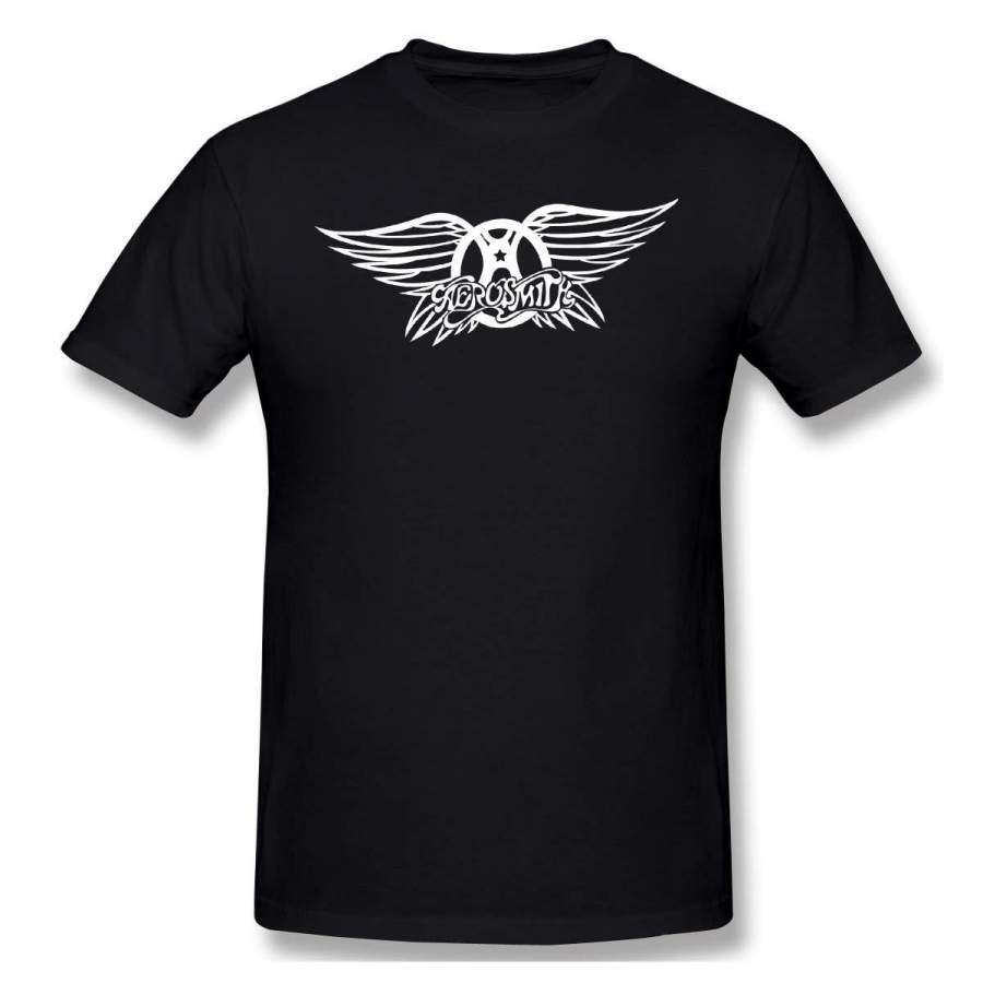 Aerosmith Logo Casual Mens Tops Short Sleeve Tee Black