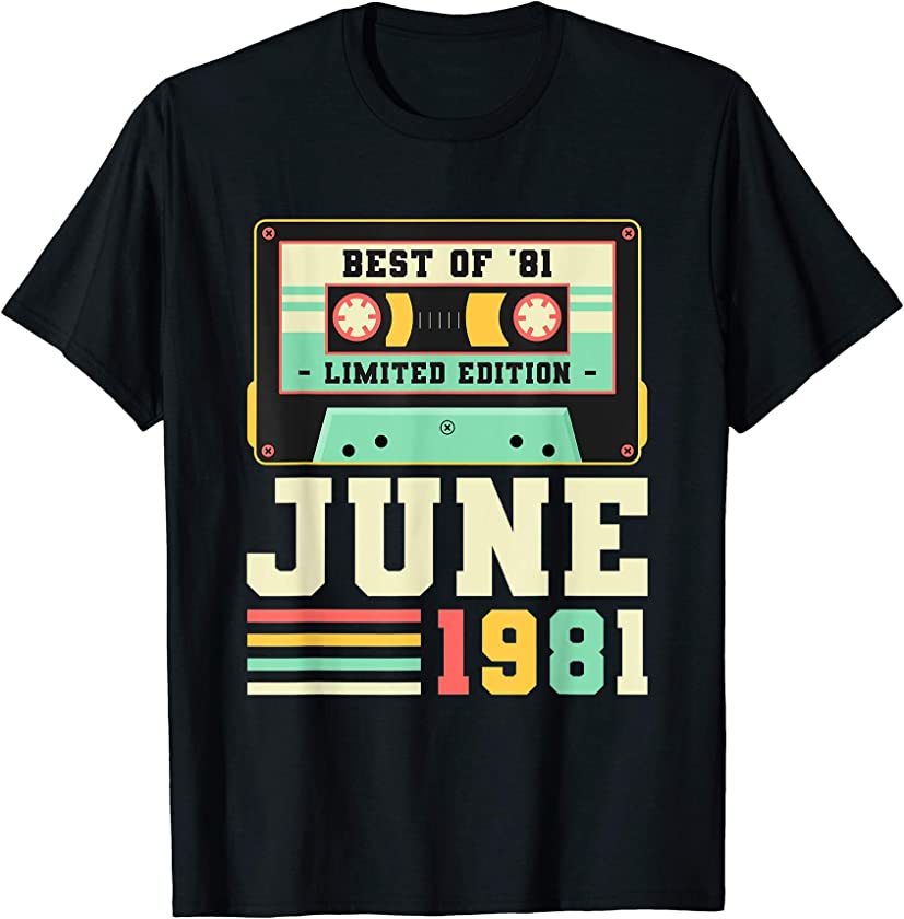 40th Birthday june Vintage 1981 40 Years T-Shirt