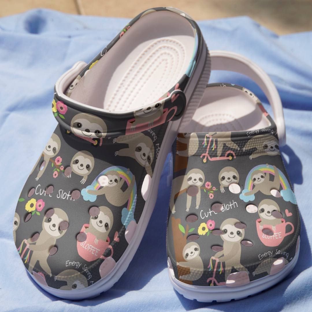 Rainbow Sloth Shoes – Energy Saving Crocs Clogs Gift For Boy Girl – Rainbow-Sl – Gigo Smart