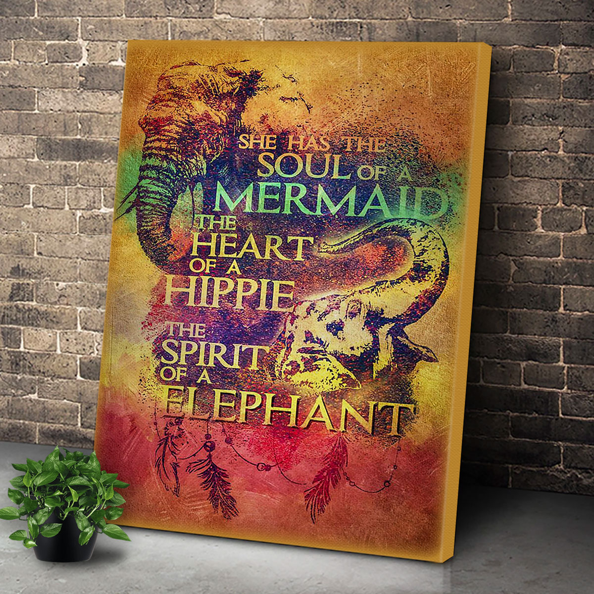 The Spirit Of A Elephant Hippie Premium Wall Art Canvas And Poster, Wall Decor, Canvas Instructure