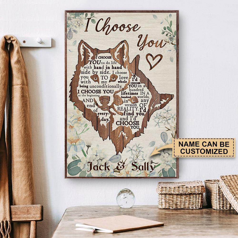 Aeticon Gifts Personalized Wolf I Choose You Canvas Mom Dad Gift Home Decor