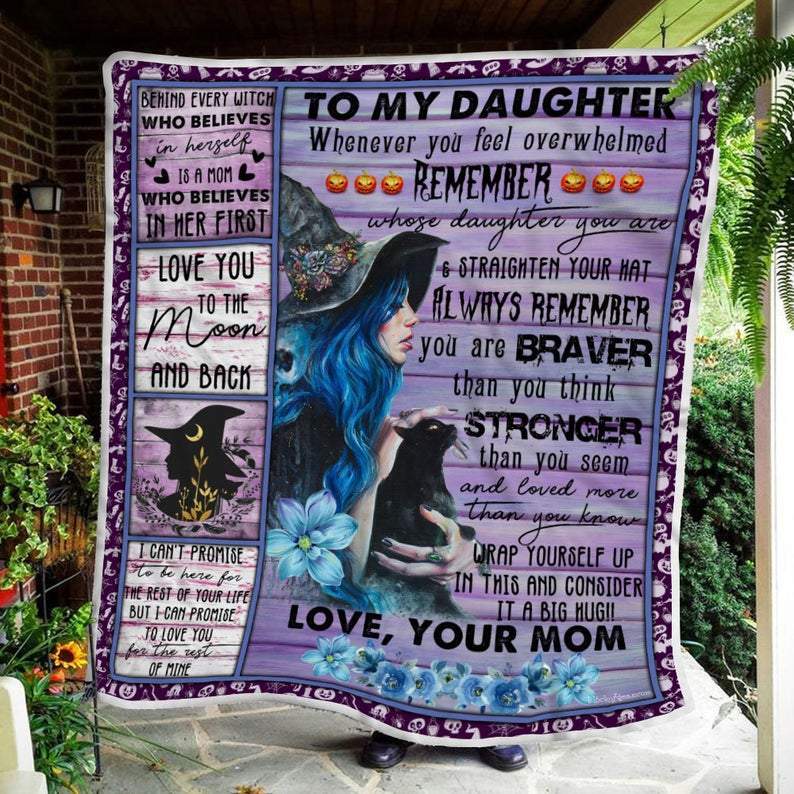 Mom To Daughter Witch Girl Letter To Daughter Halloween Fleece Blanket – Quilt Blanket