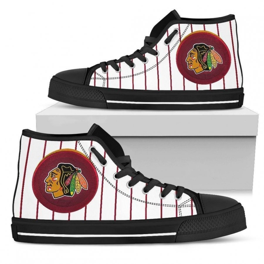 Straight Line With Deep Circle Chicago Blackhawks High Top Shoes #245