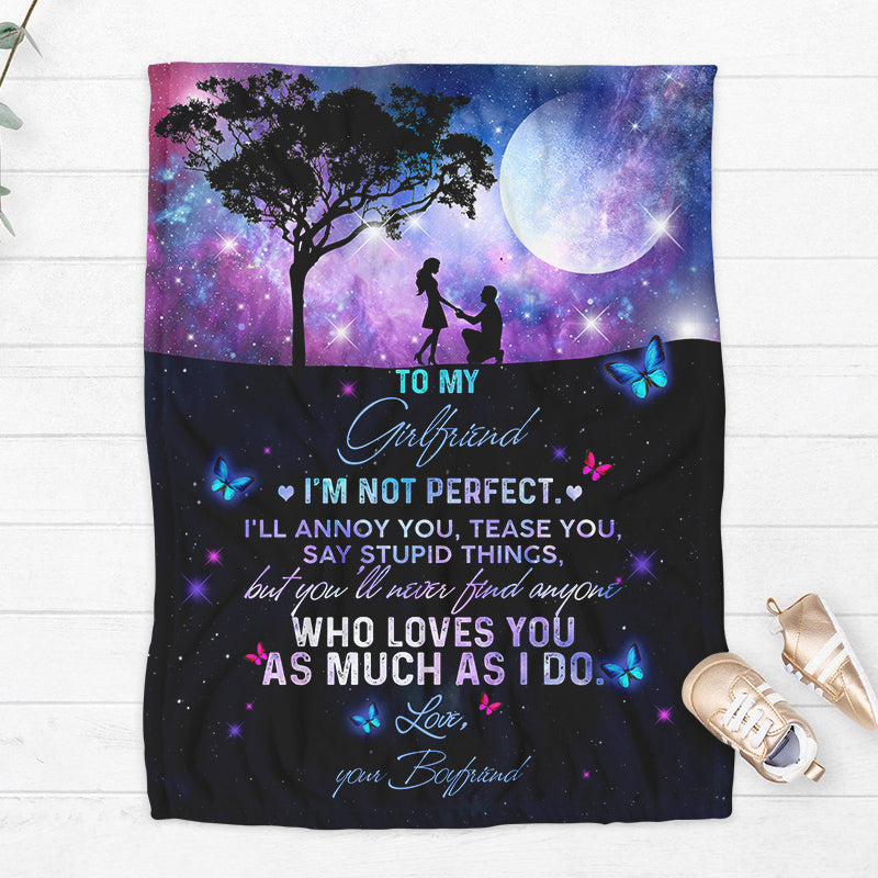 To My Girlfriend I’M Not Perfect Blanket Gift For Girlfriend Moon Honey Wife Fiancee Home Decor Bedding Couch Sofa Soft And Comfy Cozy