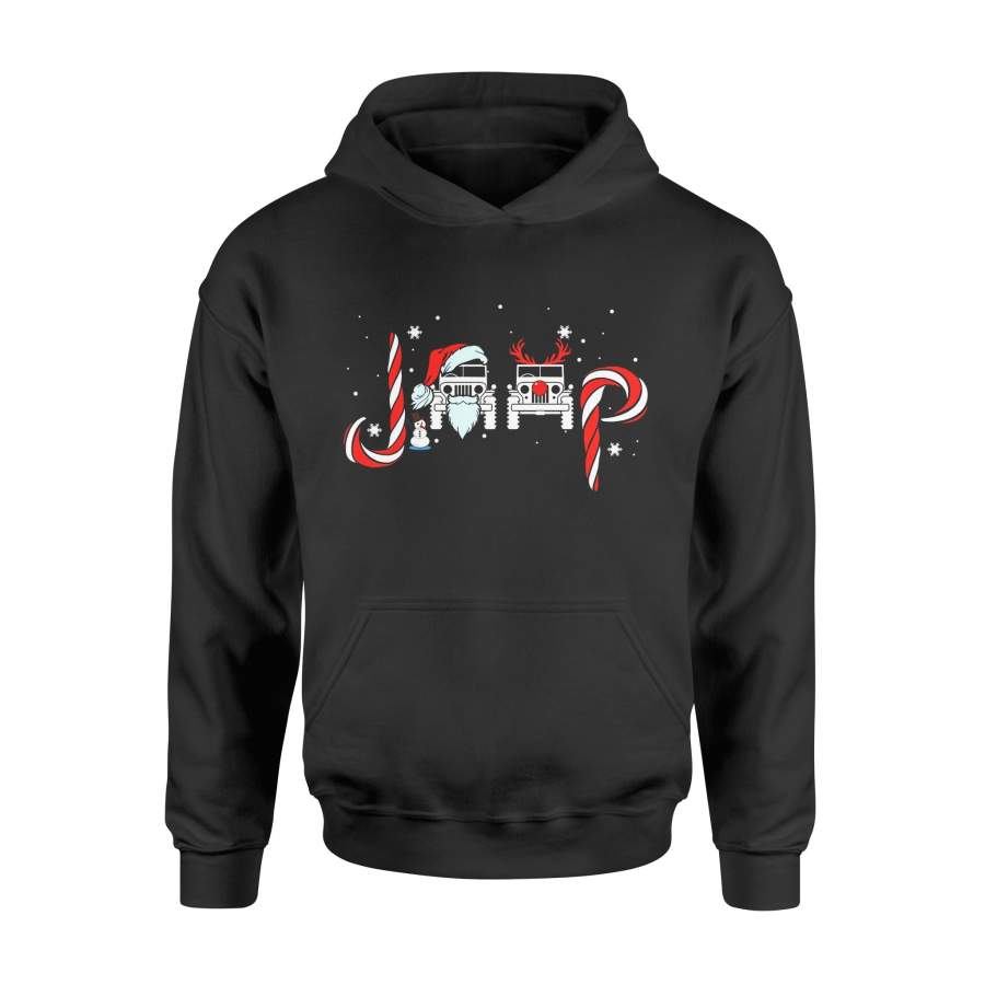 Christmas T-Shirt Jeeps Christmas T Shirt Santa Claus And Reindeer Shirt – Standard Hoodie
