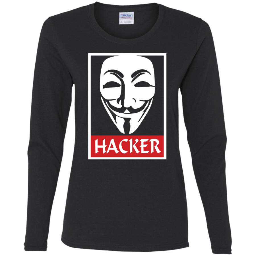 AGR cool design Anonymous Hacker Ladies’ Cotton LS T-Shirt