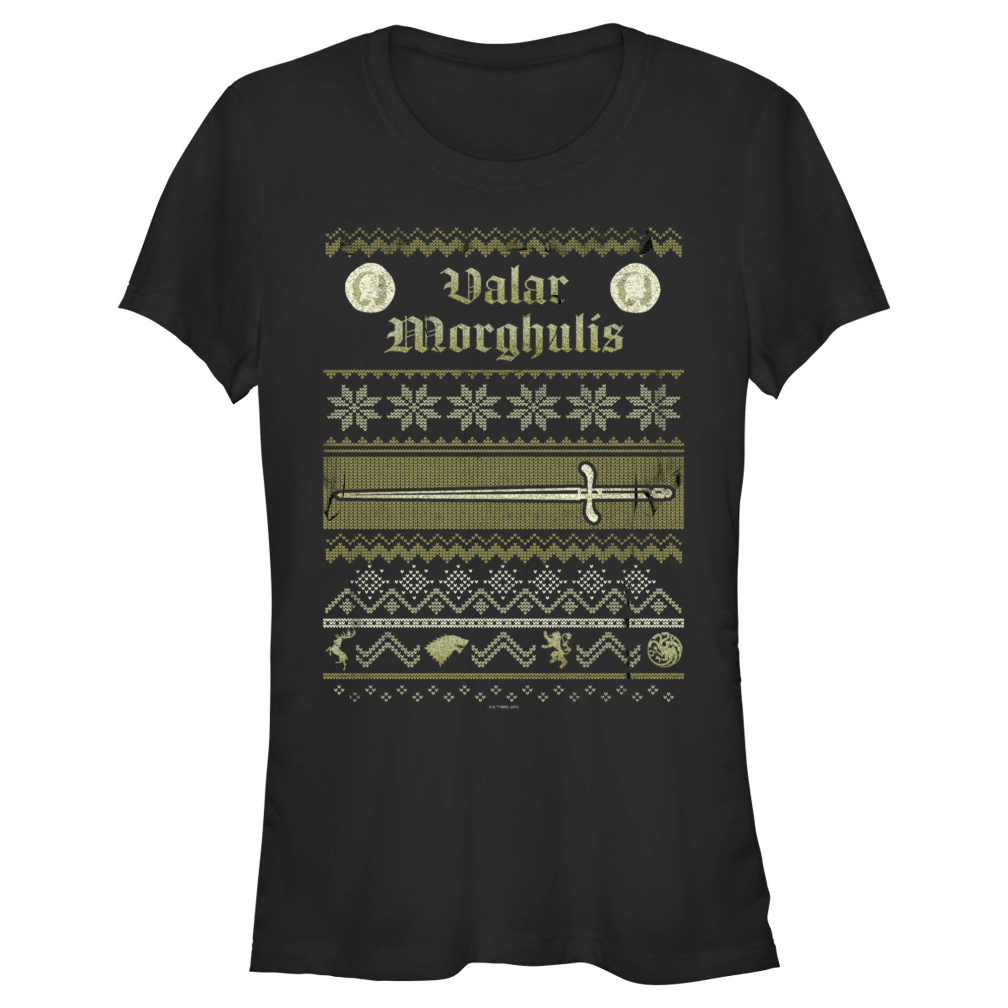 Junior’S Game Of Thrones Christmas Valar Morghulis Sweater T-Shirt