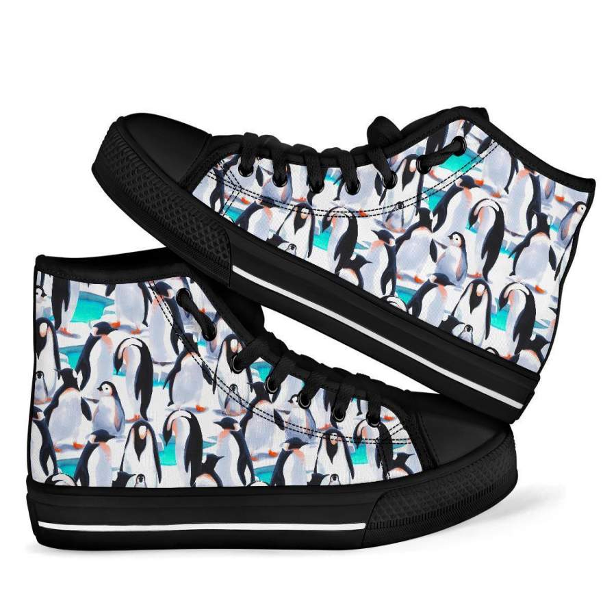 Pattern Print Penguin Men Women’s High Top Shoes