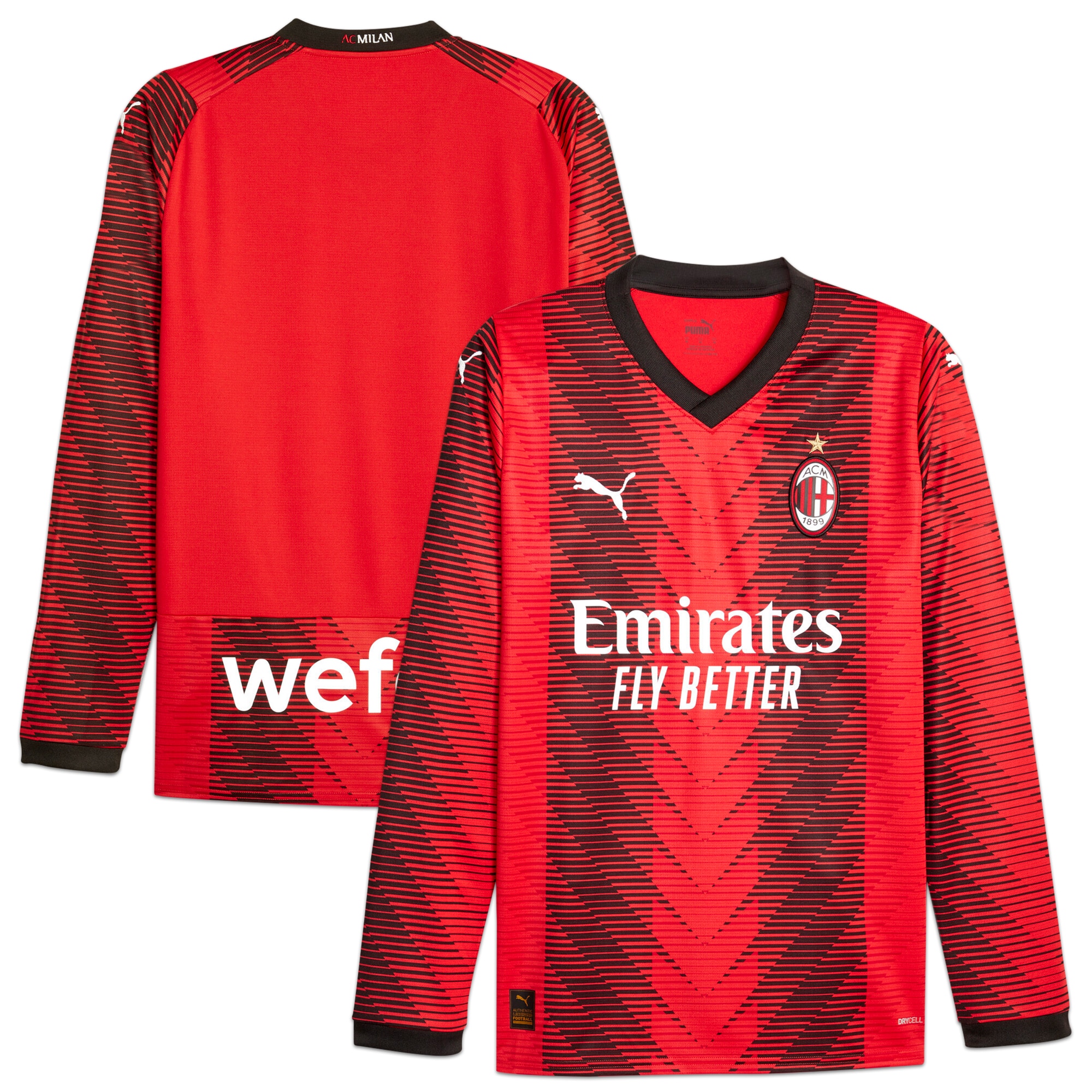 AC Milan 2023/24 Home Replica Long Sleeve Jersey – Red