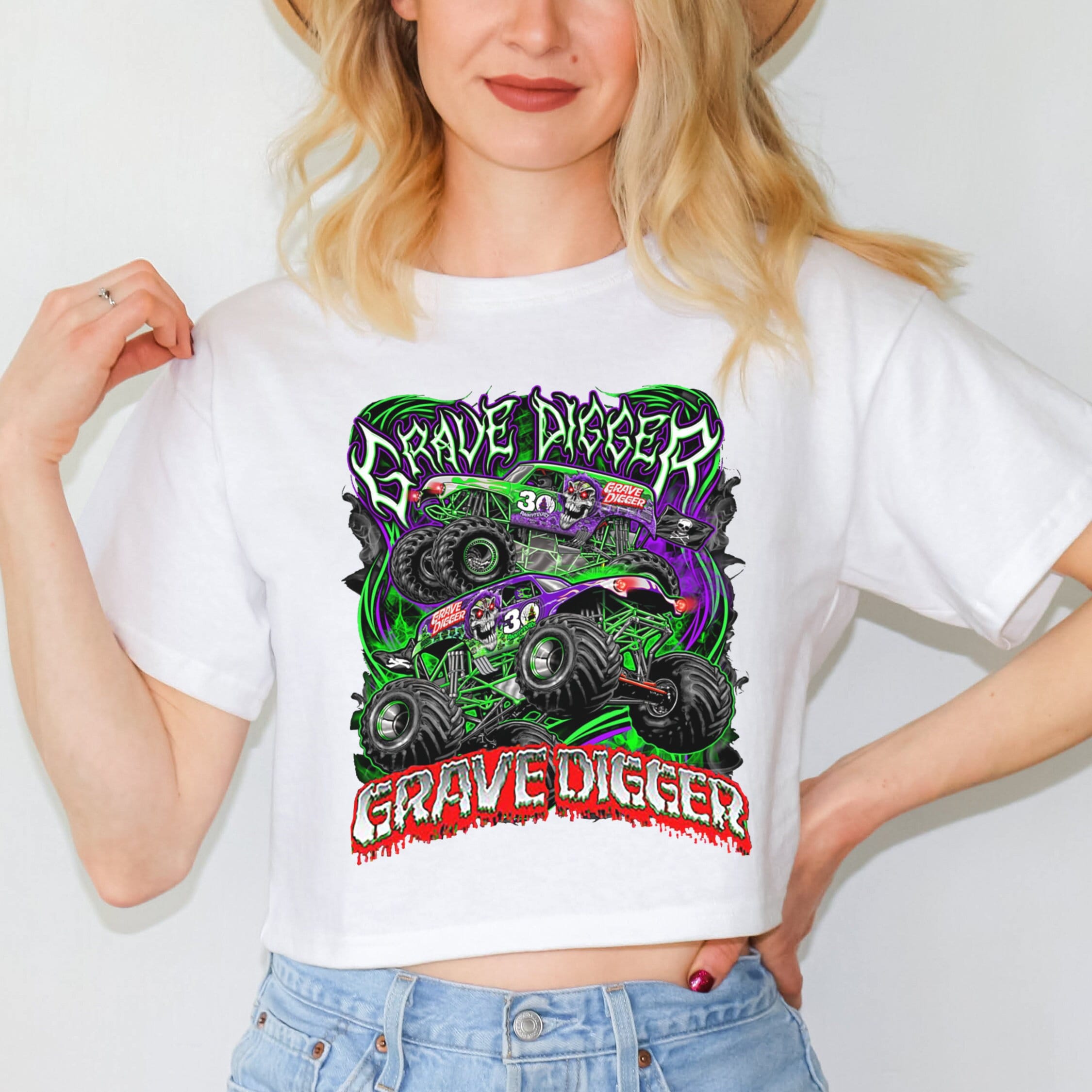 Grave Digger Monster Truck Crop Top Shirt, Grave Digger Shirt, Monster Truck Shirt, Monster Jam, Monster Jam Shirt, Vintage Style Shirt