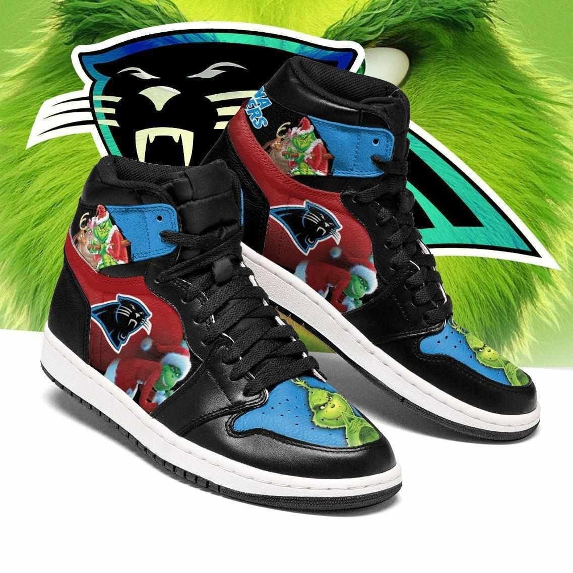 The Grinch Carolina Panthers Design Air Jordan 1 High Printing Shoes Sneaker