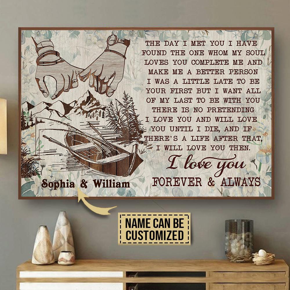 Aeticon Gifts Personalized Fishing Boat Floral The Day I Met You Canvas Mom Dad Gift Home Decor