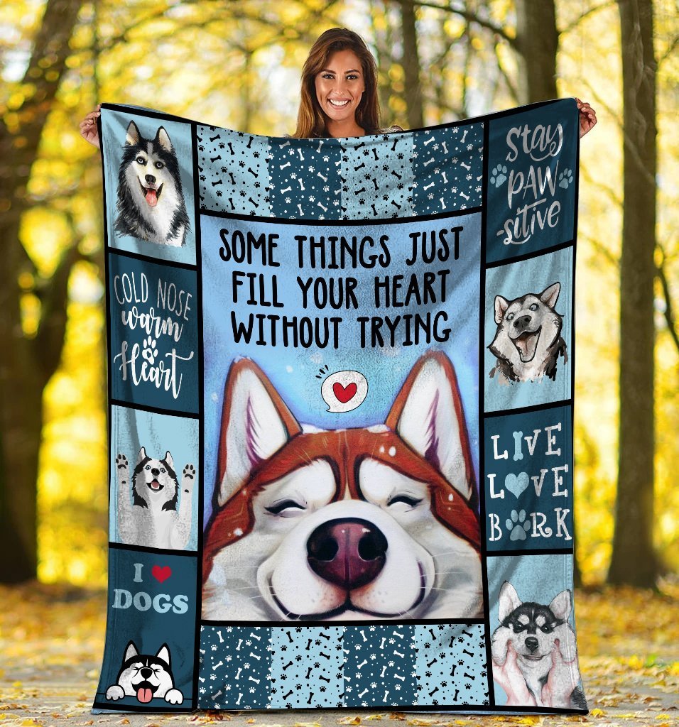 A Siberian Husky Dog Fleece Blanket