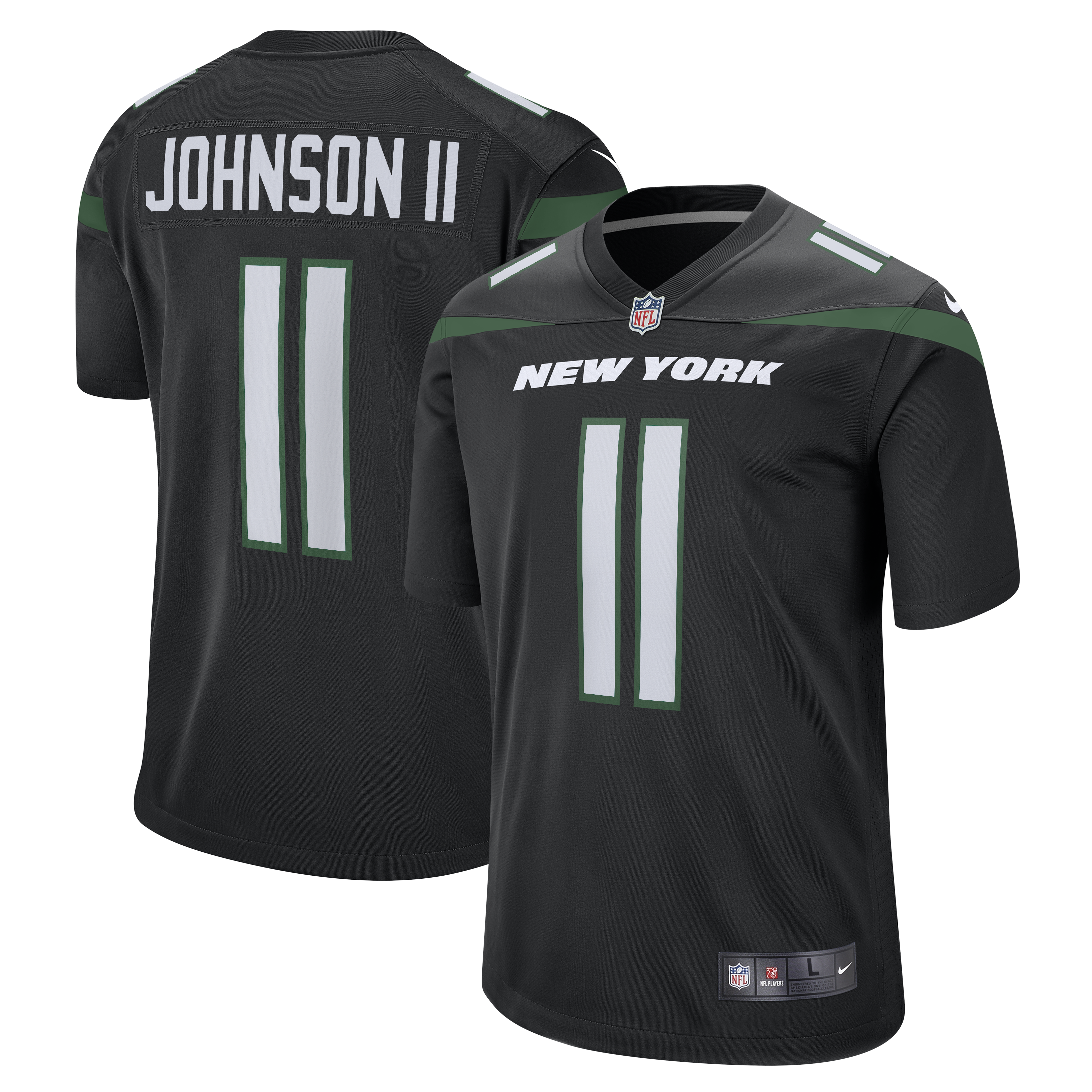 Jermaine Johnson II New York Jets Alternate Game Jersey – Stealth Black