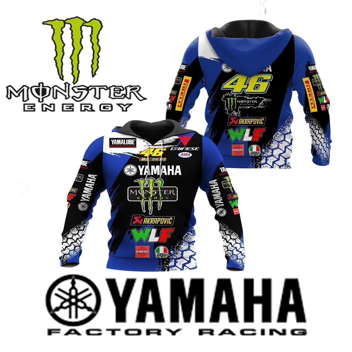 3D All Over Printed Yamaha Racing PVT Shirts Ver 2 (Blue)