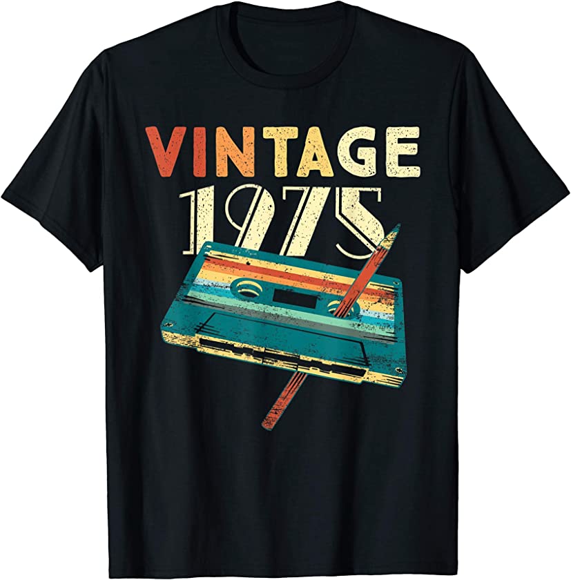 46 Years Old Gifts Vintage 1975 Music Cassette 46th Birthday T-Shirt