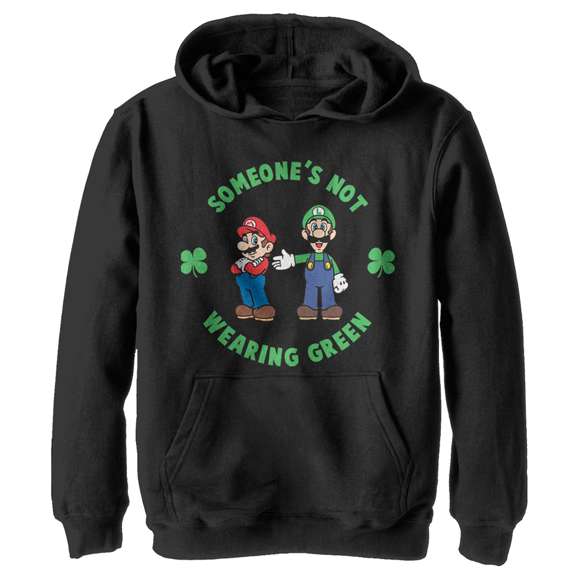 Boy’S Nintendo Super And Luigi St. Patrick’S Day Not Wearing Green Pull Over Hoodie